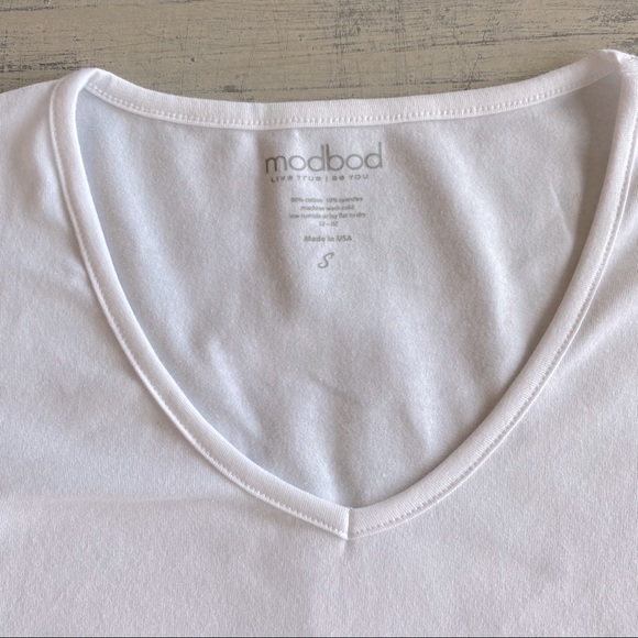 Lot of THREE Modbod White V- neck Tee, NWOT, USA Made - Picture 3 of 4